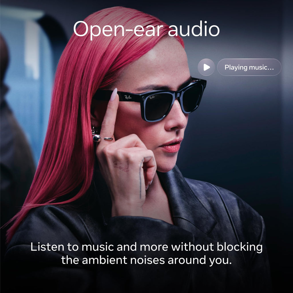 Meta Ray-Ban (Gen 2) Wayfarer Large Smart AI Glasses, Green Lenses