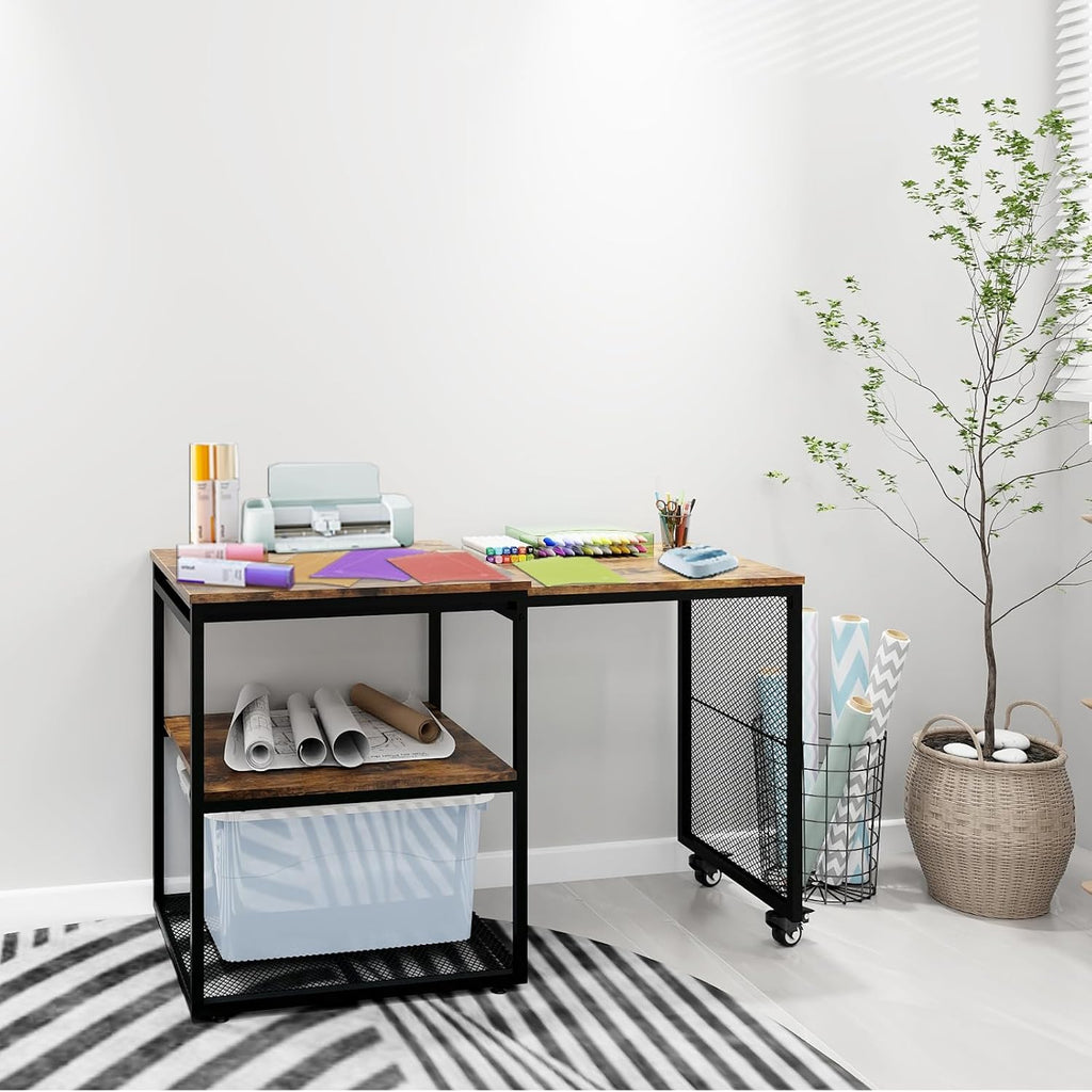 Natwind 24''x20'' Large Printer Stand,Extendable Home Craft Table,Retro