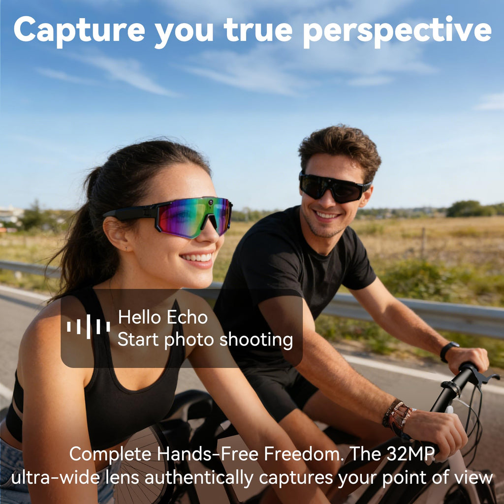 Pro AI Smart Glasses with 32MP Camera for Cycling & Hiking