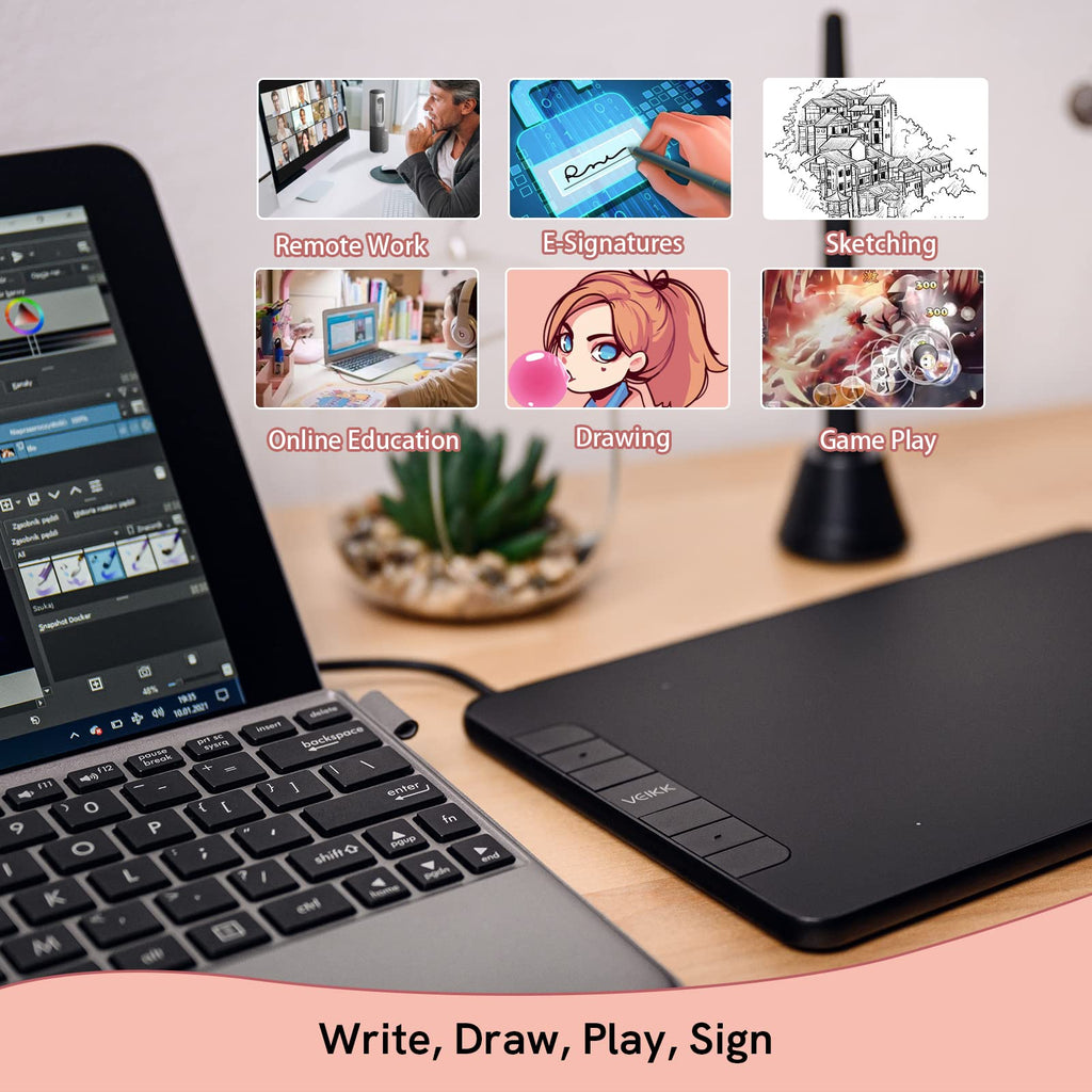 VEIKK Drawing Tablet Voila L 10X6 inch,Upgrade 16384 Levels Pen Pressure