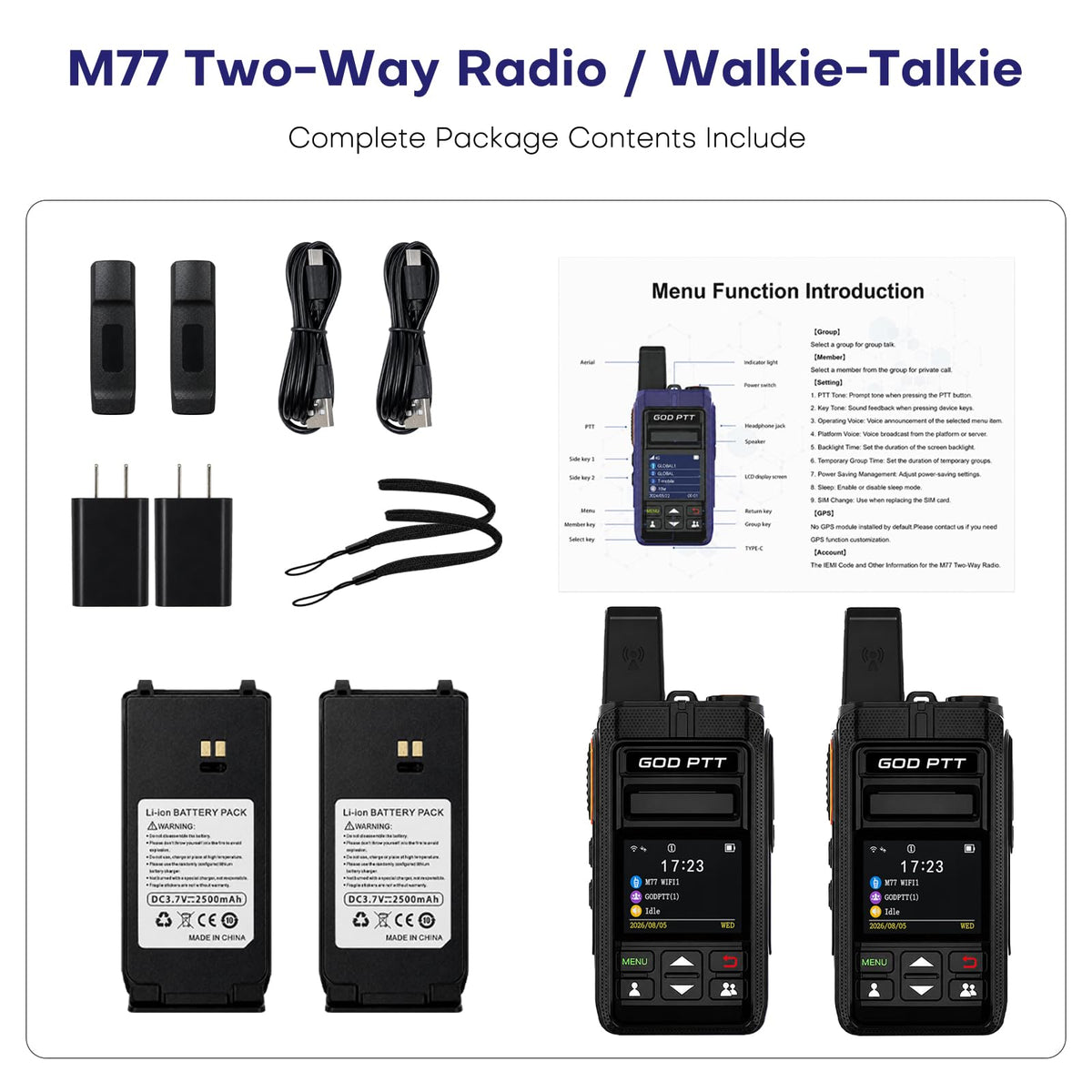 4G LTE PoC Walkie Talkies, Unlimited Range, SIM & Headsets, 2 Pack