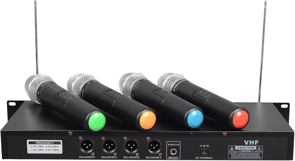 GTDaudio 4 Handheld Wireless Microphone Cordless mics System