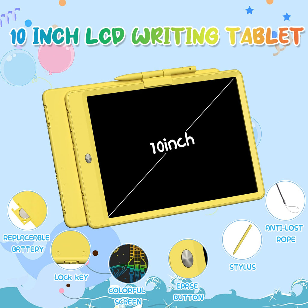 LCD Writing Tablet for Kids 10 Inch Reusable Drawing Tablets for Kids Colorful Writing Board Electronic Drawing Board Educational and Learning Toys for 2-4 Year Old Boys