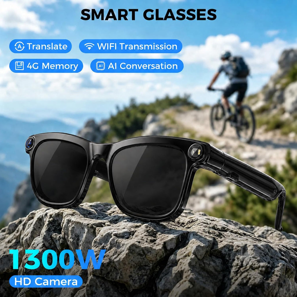 KAIGERR AI Smart Glasses with 13MP Camera, Stabilized POV Recording