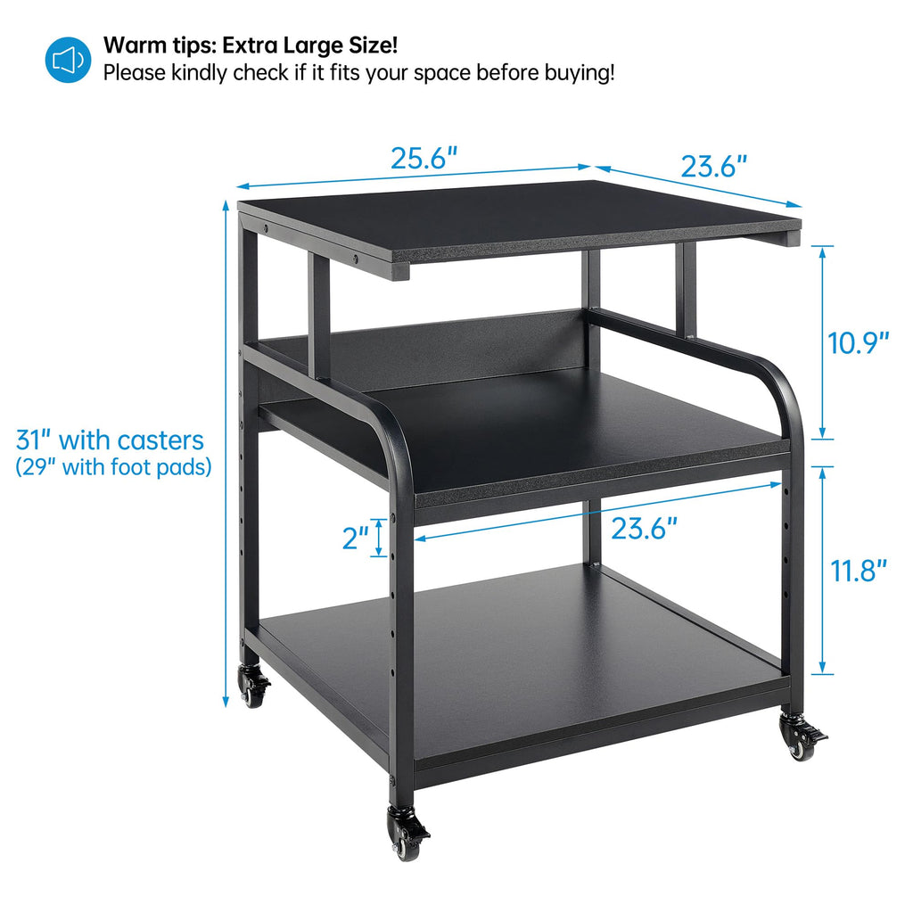 Fannova 23.6"x18.9"x30" Large Printer Stand with Adjustable Storage Shelf