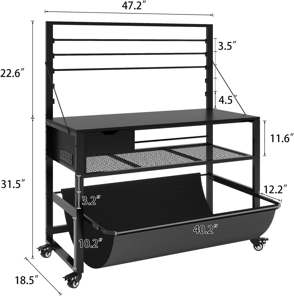 Natwind Wide Format Printer Stand, Plotter Workbench Table,Black