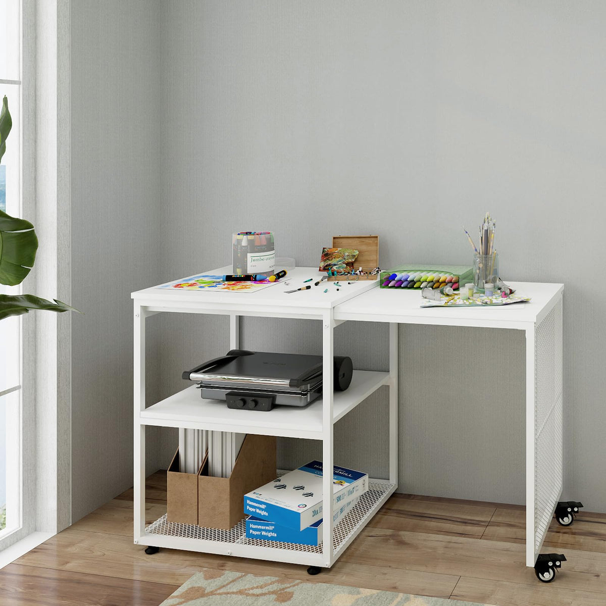 Natwind 24''x20'' Large Printer Stand,Extendable Home Craft Table,Retro