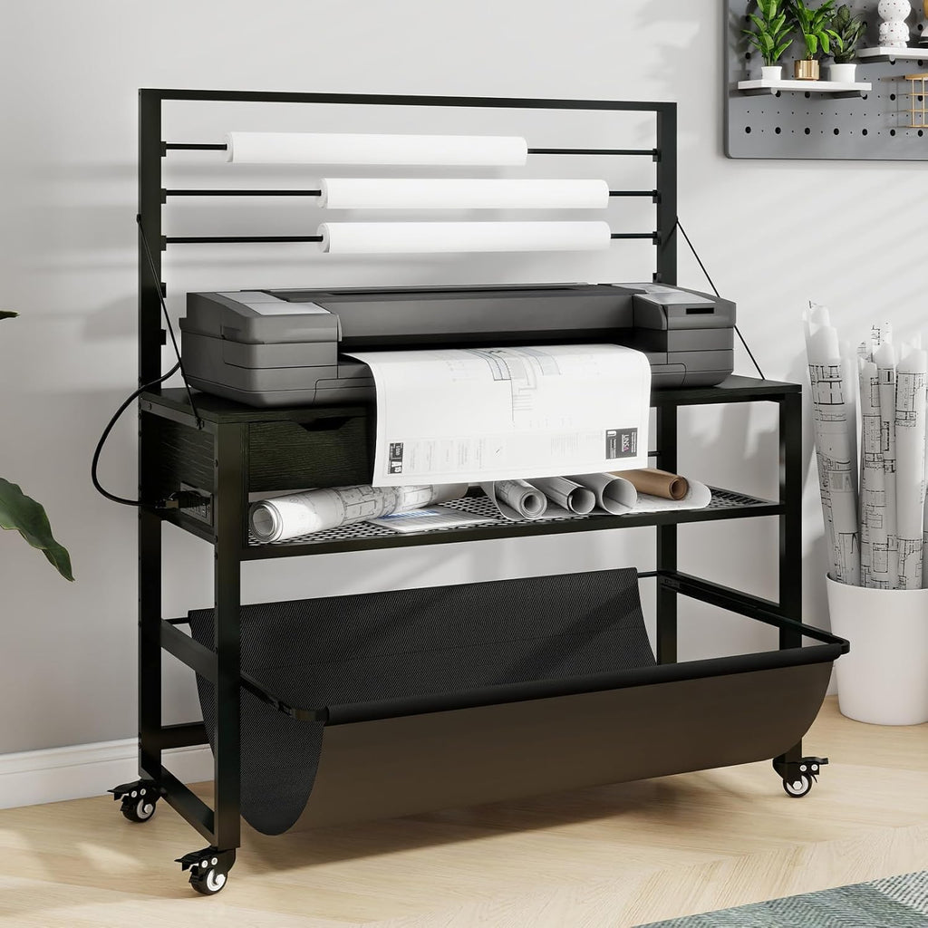 Natwind Wide Format Printer Stand, Plotter Workbench Table,Black