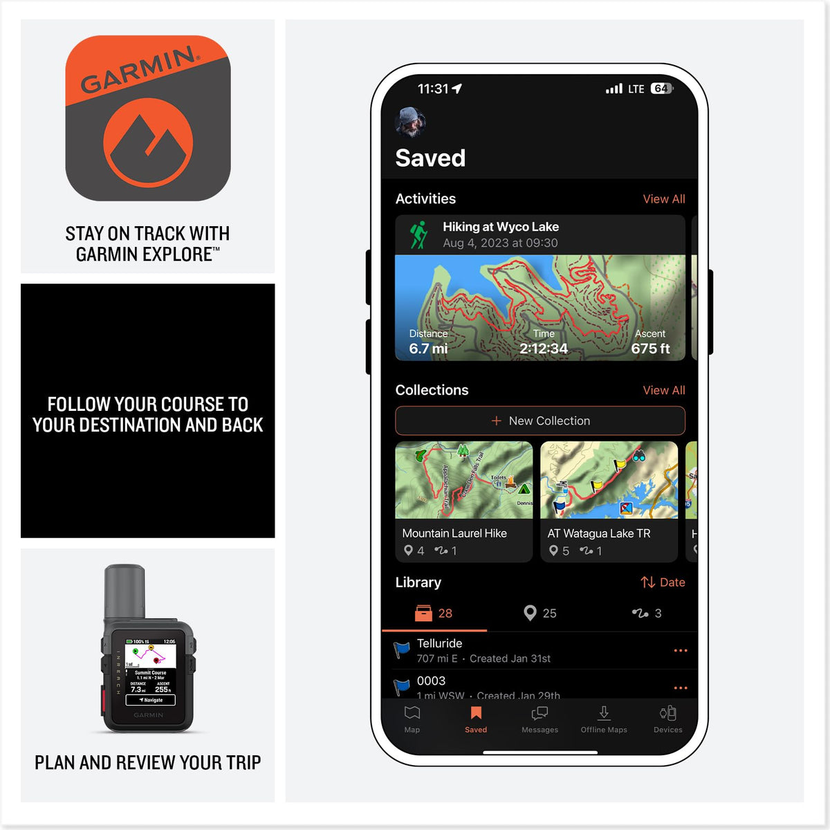 Garmin inReach Mini 3 Plus Satellite Communicator Color Touchscreen Bundle