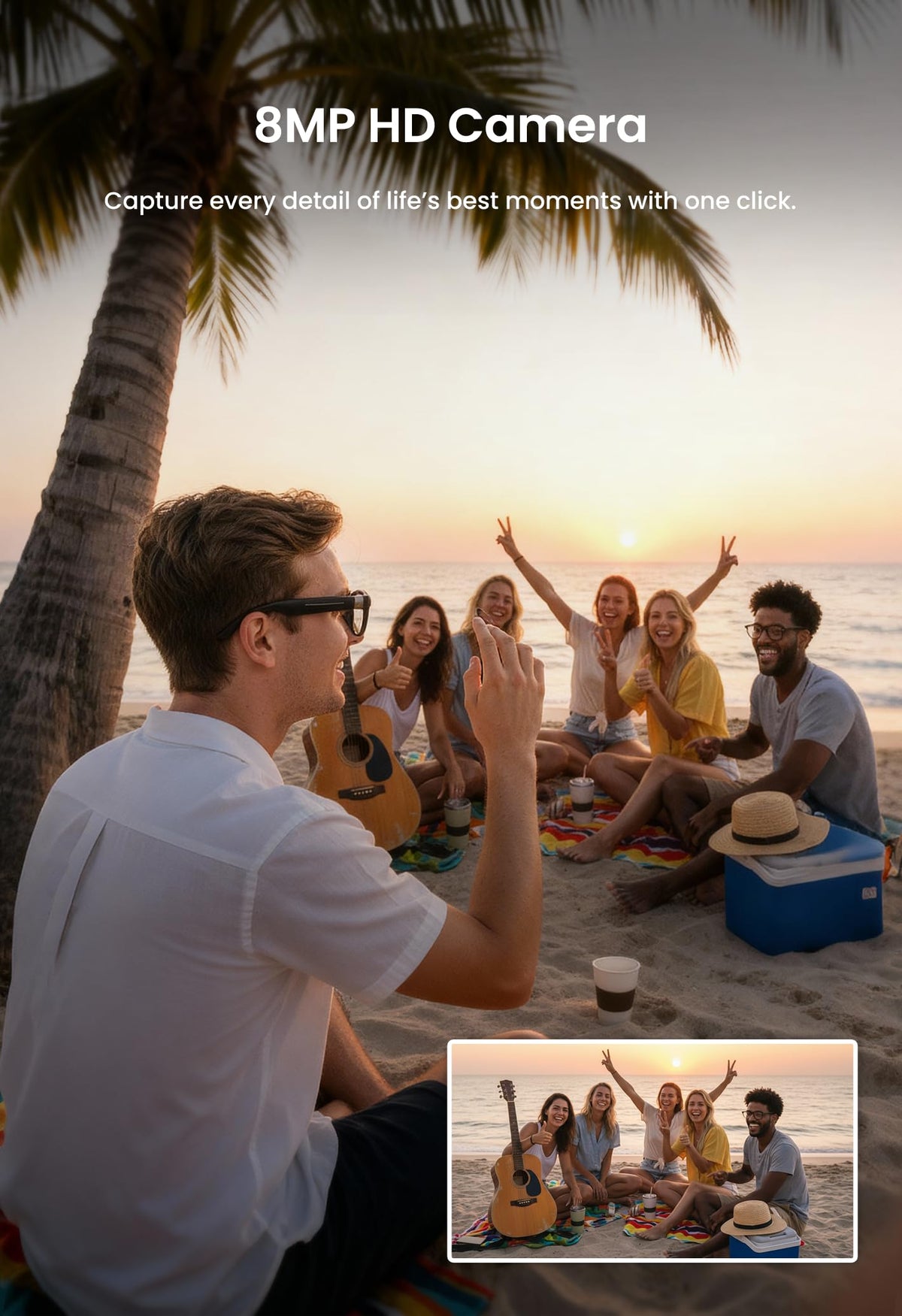 G5 AI Smart Glasses with Camera, 13MP Recording Glasses for Big Heads - XXL
