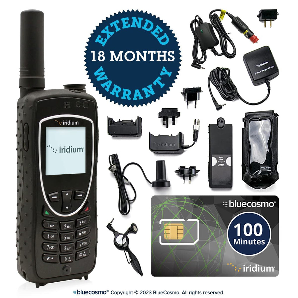 BlueCosmo Iridium Extreme Satellite Phone & 600 Minute 1 Year Global Prepaid SIM Card - Voice, SMS Text Messaging, GPS Tracking, Emergency SOS - Online Activation - 24/7