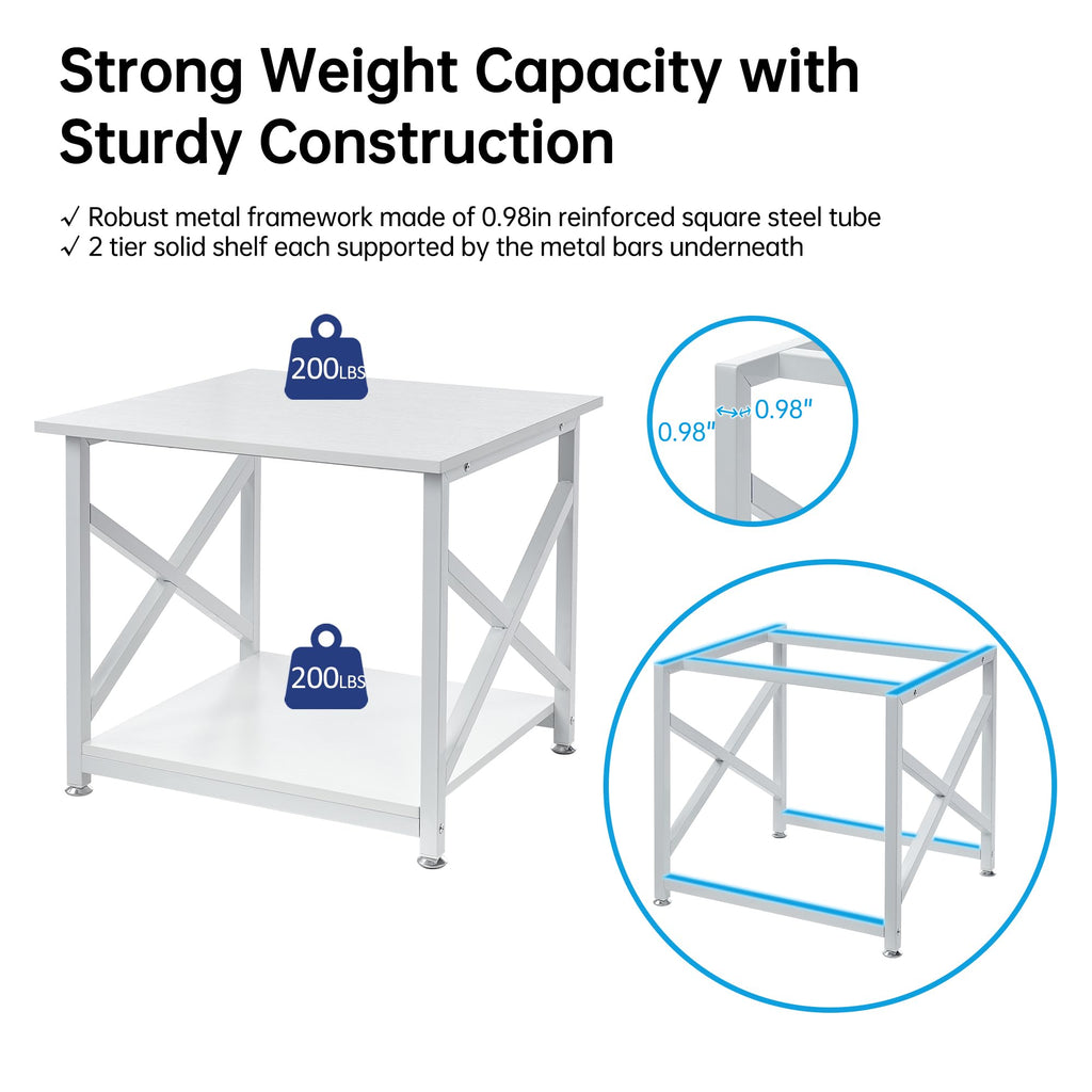 Fannova 2 Tier Large Printer Stand 23.6"x23.6"x22.6" with Storage Shelf