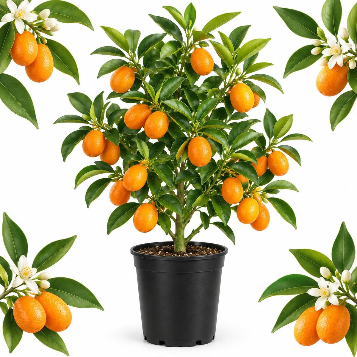 Meiwa Sweet Kumquat Tree Live Plant, 1 Gallon Pot, Fresh Round Sweet Fruit with Edible Peel, Fragrant Blooms | Ideal for Home Gardens and Patios (No Ship to CA, HI, AK)