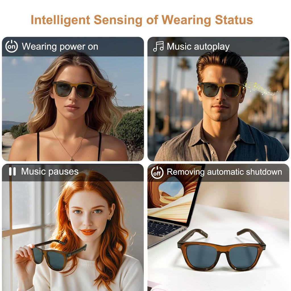 AI Camera Smart Glasses, 4K Video Sunglasses with 3600mAh Charging Case