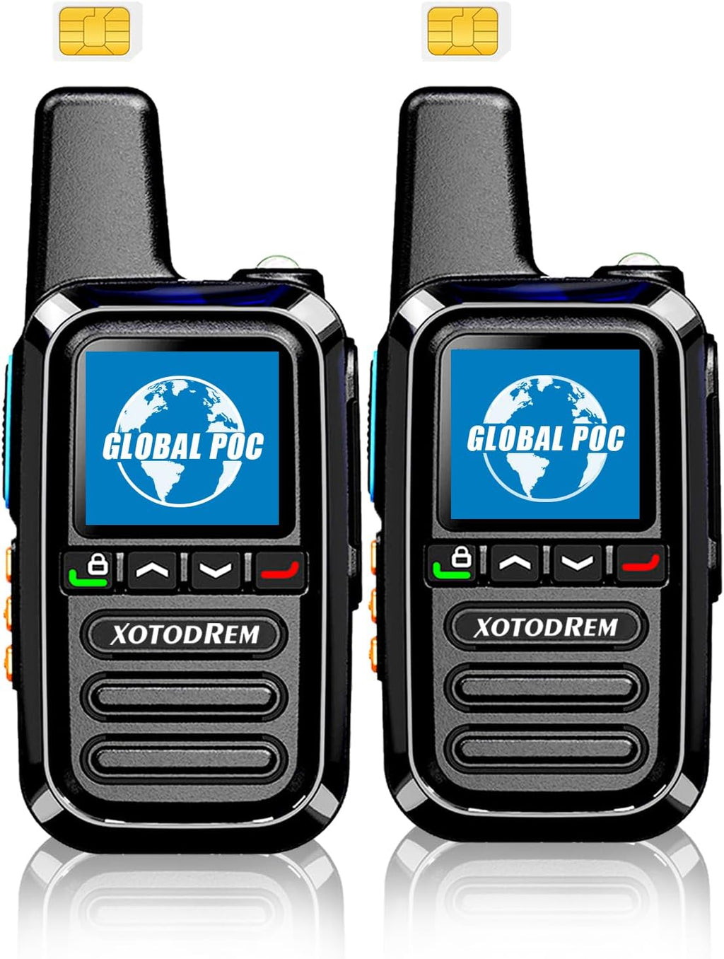 Global Lifetime Free Rapid Walkie Talkies Unlimited Range 4G LTE PoC(Push-to-Talk Over Cellular) Radios Nationwide PTT Long Distance for Family, Logistics, Company 2pcs with sim Card