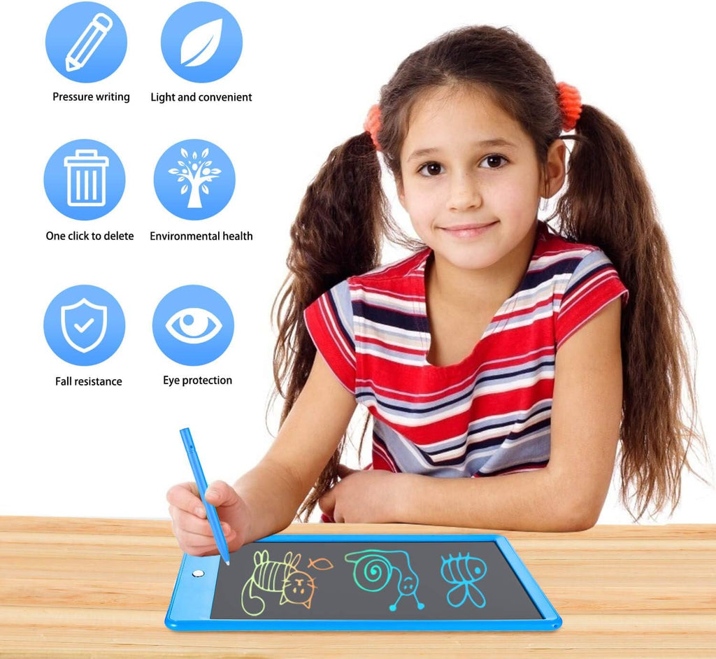 LCD Writing Tablet Colorful 10 Inch Electronic Graphics Doodle Board eWriter Drawing Pad with Memory Lock Kids & Adults Home School Office Handwriting Tablet Gifts(Blue)