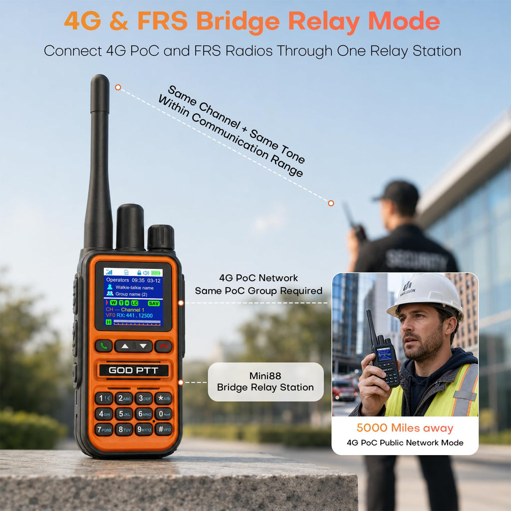 PoC+FRS Dual Mode 4G LTE Long Range Walkie Talkies, Blackï¼2-Pack