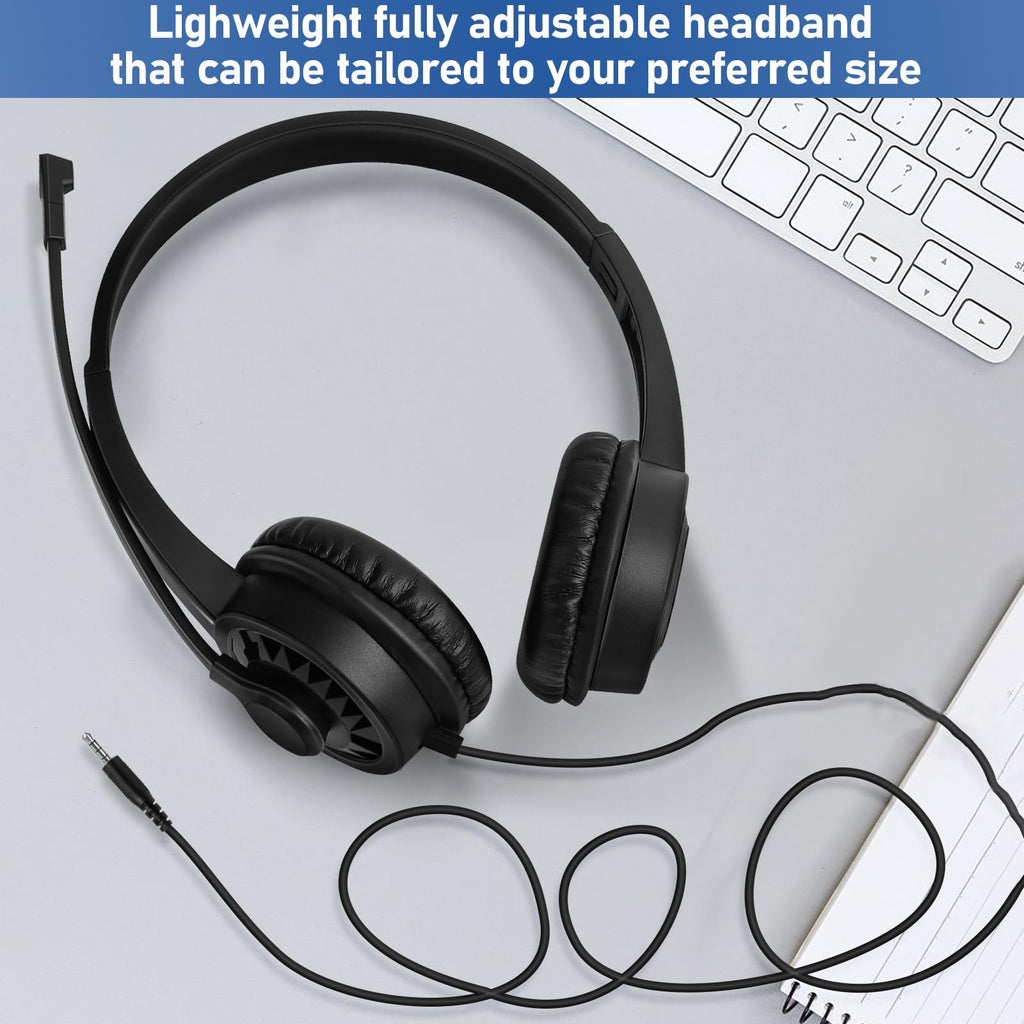 20 Pack Bulk Headset with Microphone for Classroom, Noise Canceling Computer Headphones with Microphone for Office, Durable 3.5mm Wired Headset with Mic for Meetings Laptop PC