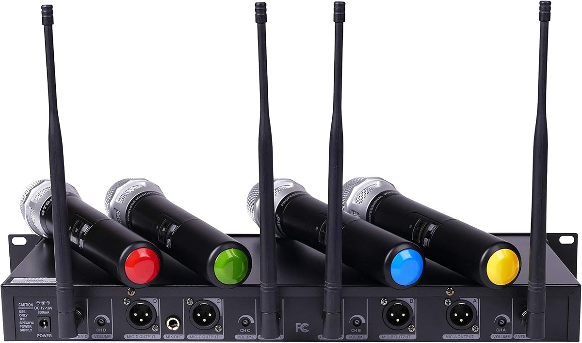 GTDaudio 4x800 Channels UHF Diversity Wireless Cordless Microphone System