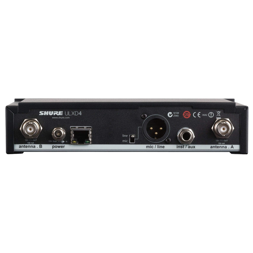 Shure ULXD4D Quad Channel Receiver - for use with ULX-D Digital Wireless Microphone Systems, Transmitters Sold Separately | J50A Band (ULXD4Q=-J50A)