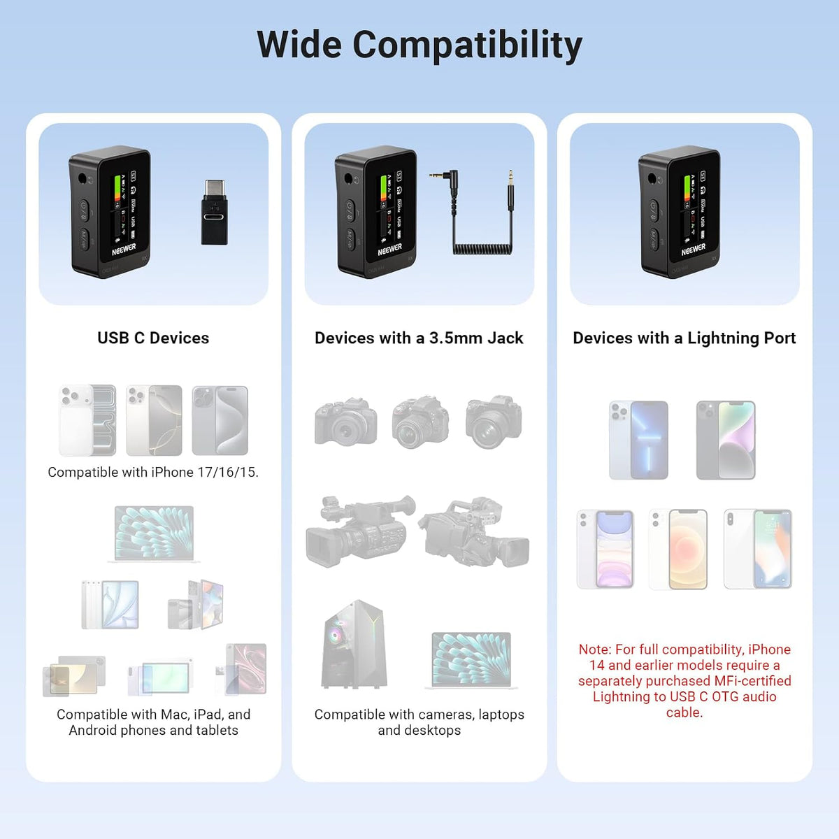 NEEWER CM26 MAX AI Wireless Lavalier Microphone for Phone Camera PC
