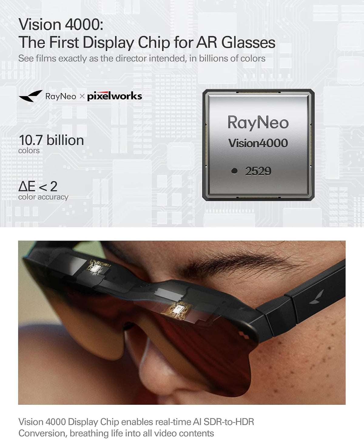 RayNeo Air 4 Pro AR/XR Glasses HDR10 201" Display, 120Hz 3D Movie Game