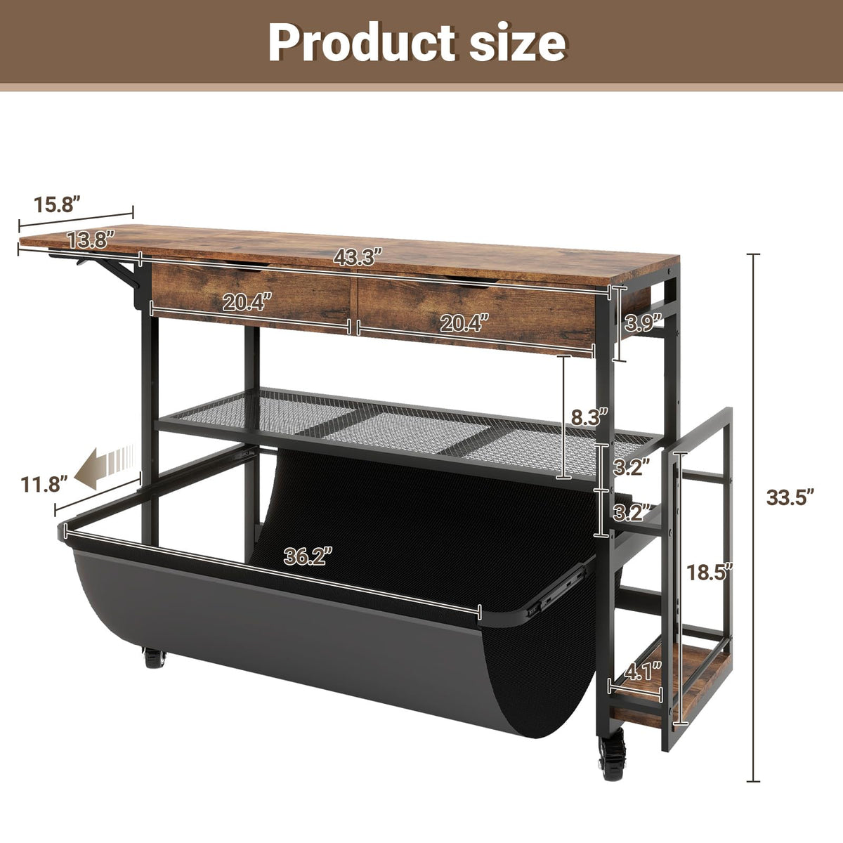 Natwind Wide Format Printer Stand,Plotter Table with Laptop Station,White