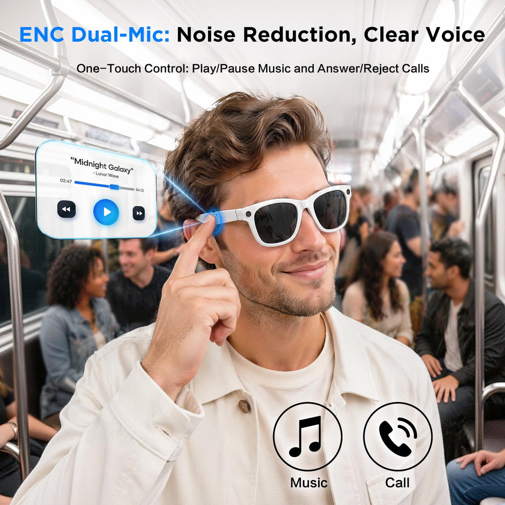 Smart Glasses with Camera, 13MP HD AI Recording Sunglasses for Men Women