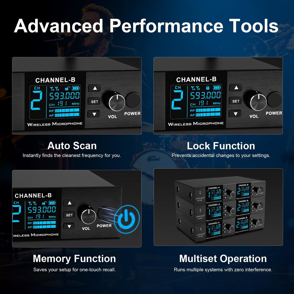 Dual UHF Auto Scan Handheld Wireless Microphone System
