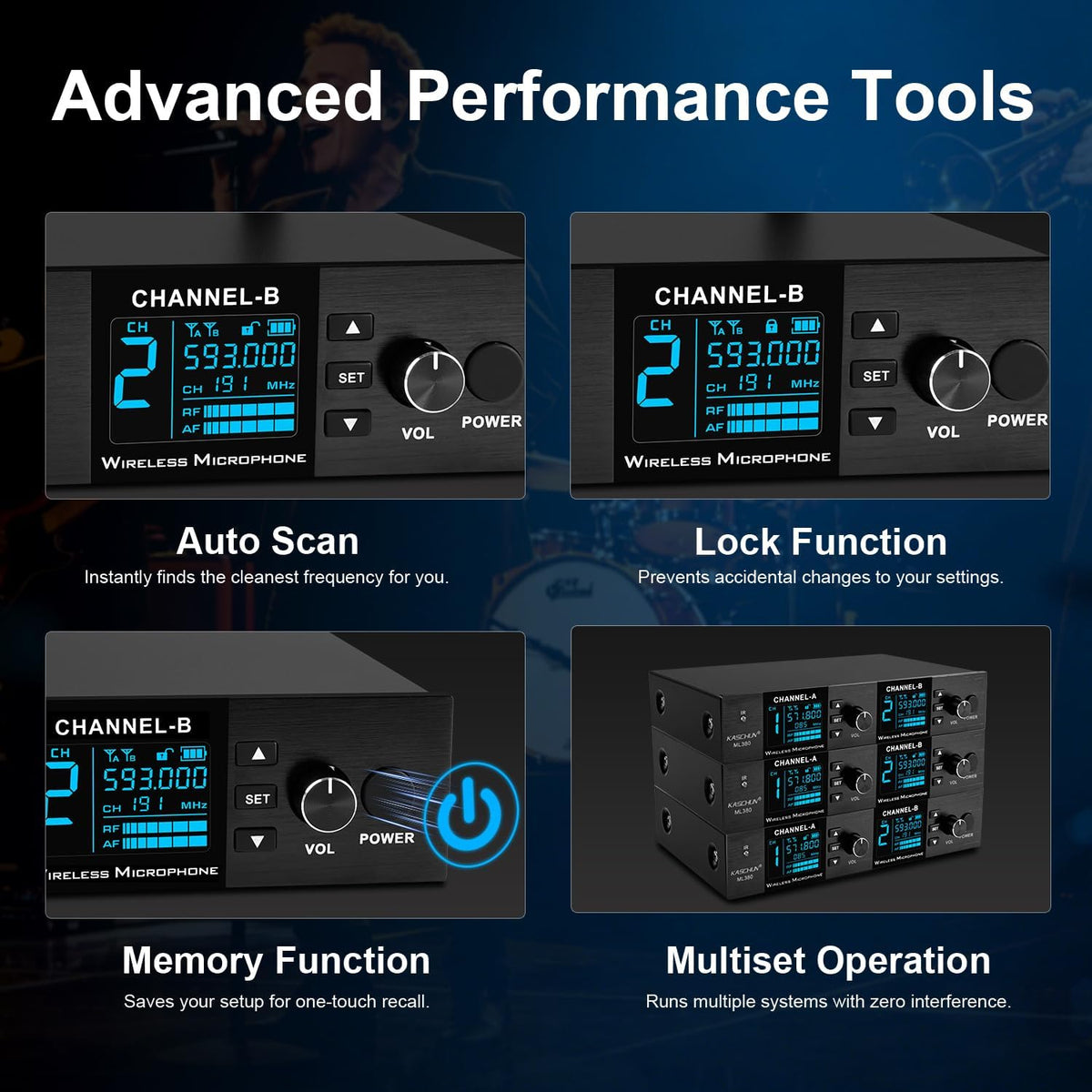 Dual UHF Auto Scan Handheld Wireless Microphone System