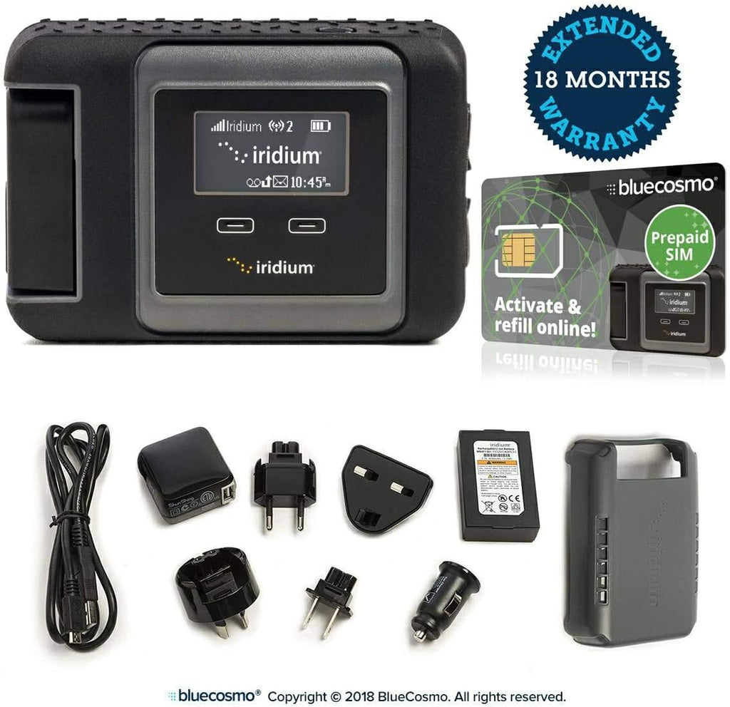 BlueCosmo Iridium GO! Satellite Phone Wi-Fi Hotspot for Voice, Messaging & Data with Prepaid BlueCosmo SIM