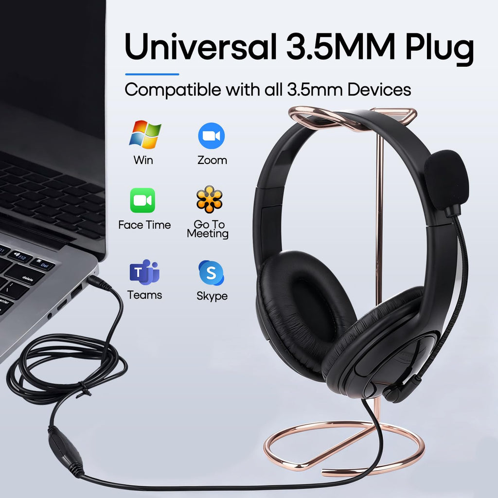 20 Pack Bulk Headset with Microphone for Classroom, Noise Canceling Computer Headphones with Microphone for Office, Durable 3.5mm Wired Headset with Mic for Meetings Laptop PC