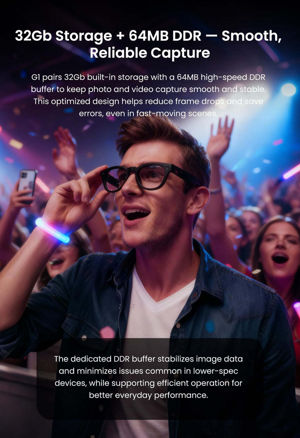 G5 AI Smart Glasses with Camera, 13MP Recording Glasses for Big Heads - XXL