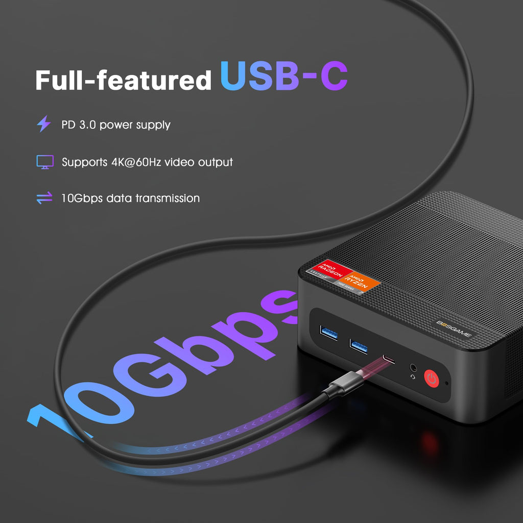 BOSGAME E4 Air Mini PC, AMD Ryzen 5 3500U 8GB DDR4 256GB SATA SSD