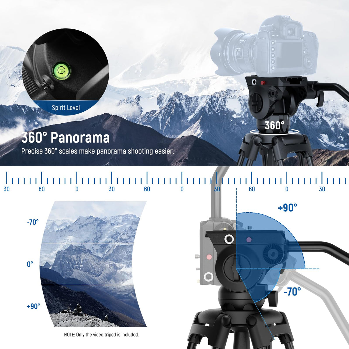 NEEWER 79"/200cm Video Tripod, Heavy Duty Aluminum Alloy Camera Tripod