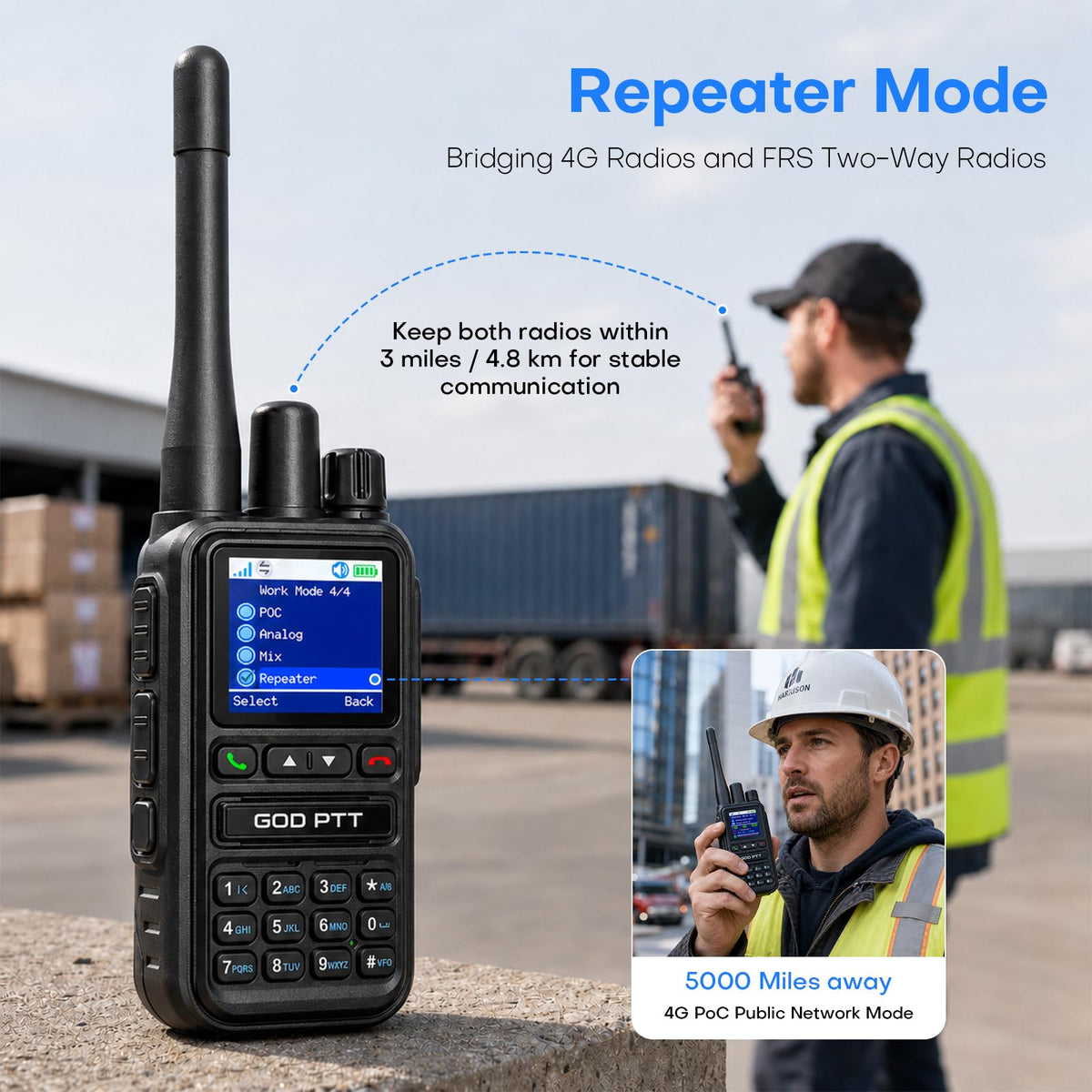 PoC+FRS Dual Mode 4G LTE Long Range Walkie Talkies, Blackï¼2-Pack