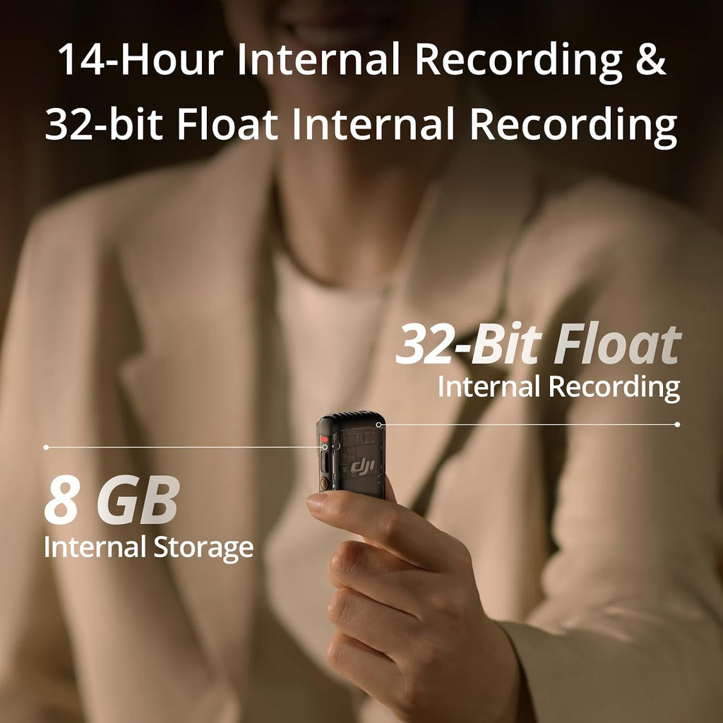 DJI Mic 2 (1 TX + 1 RX), Wireless Mic with Intelligent Noise Cancelling