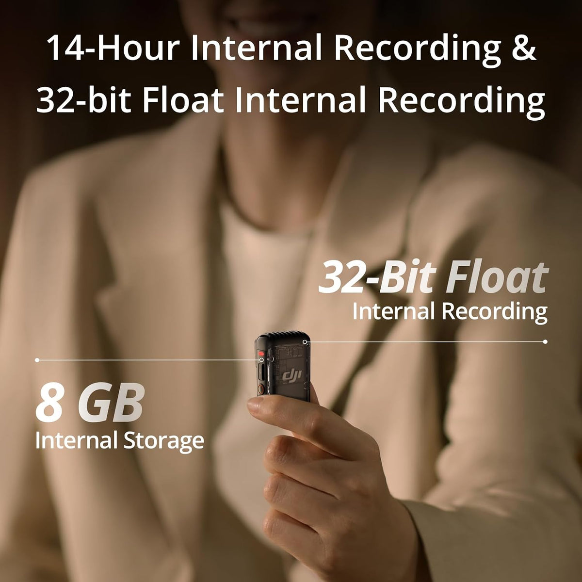DJI Mic 2 (1 TX + 1 RX), Wireless Mic with Intelligent Noise Cancelling