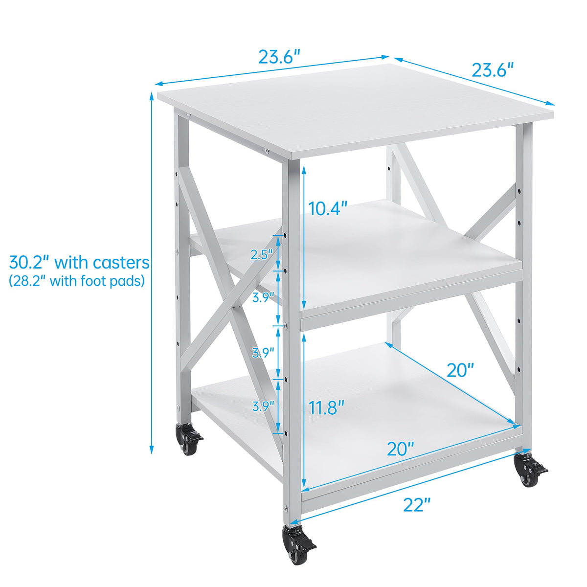 Fannova 23.6"x23.6"x30.1" Large Printer Stand with Adjustable Storage Shelf