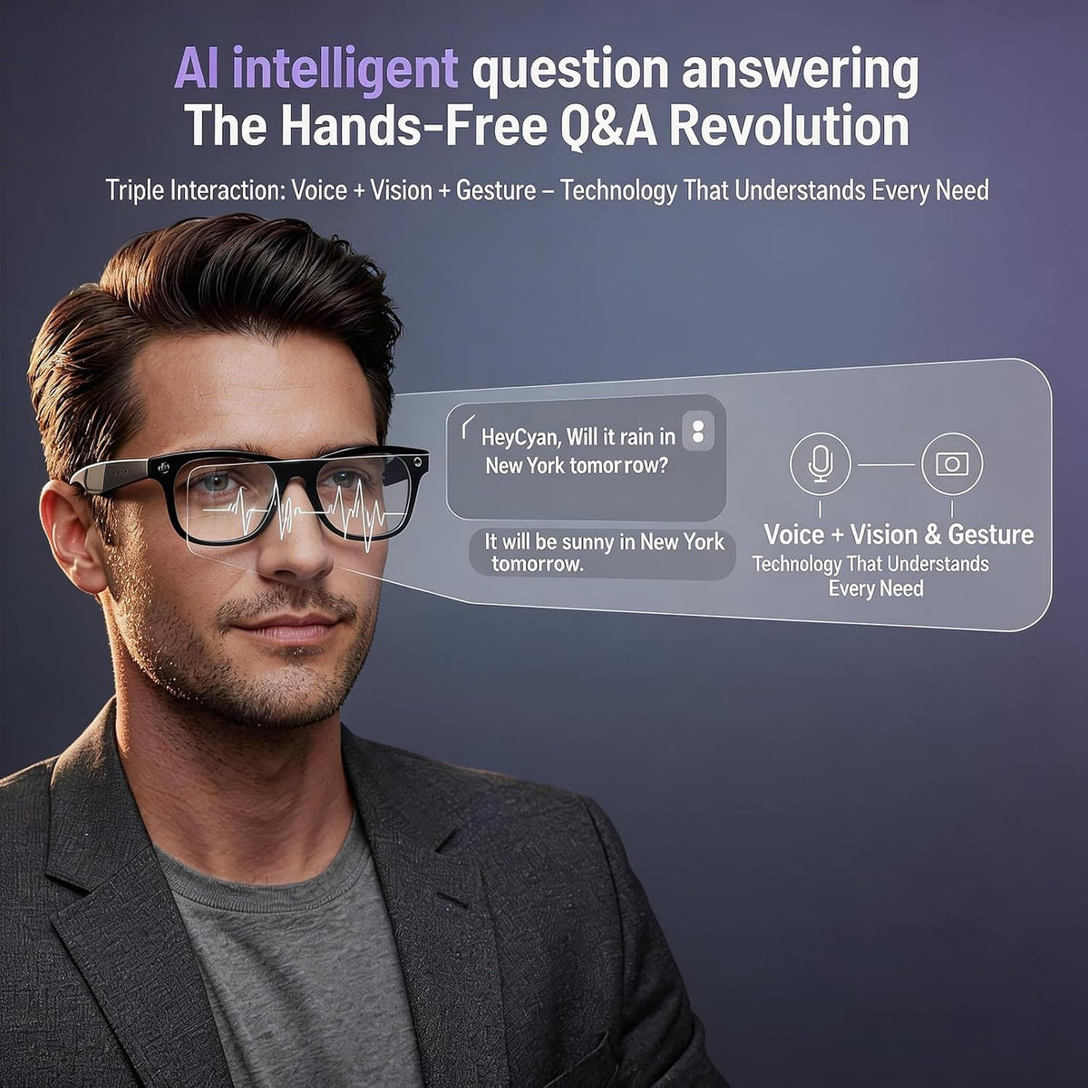 4K AI Smart Glasses with Camera, Bluetooth Call & Photochromic