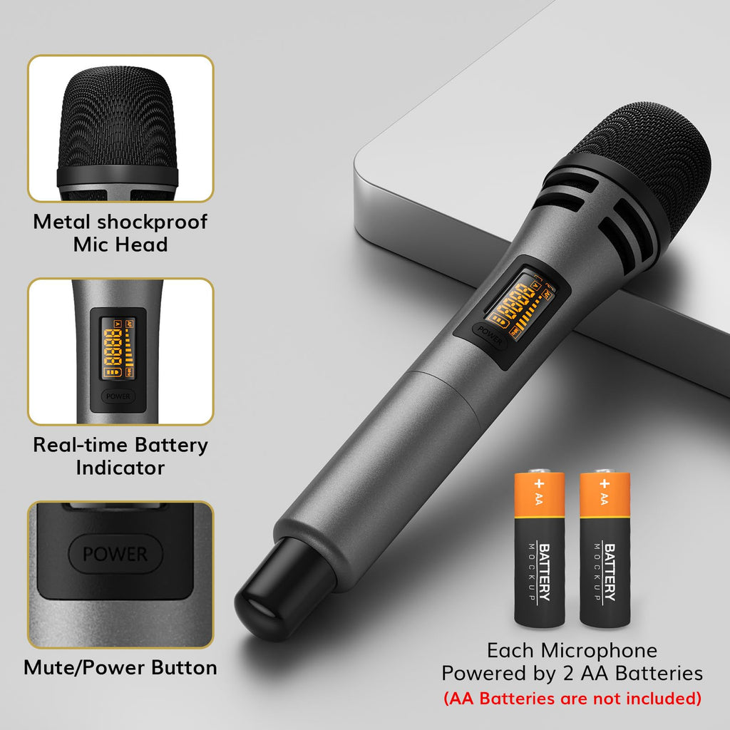 TONOR Wireless Microphone System, Handheld Mic Set with Headset/Lapel Mics