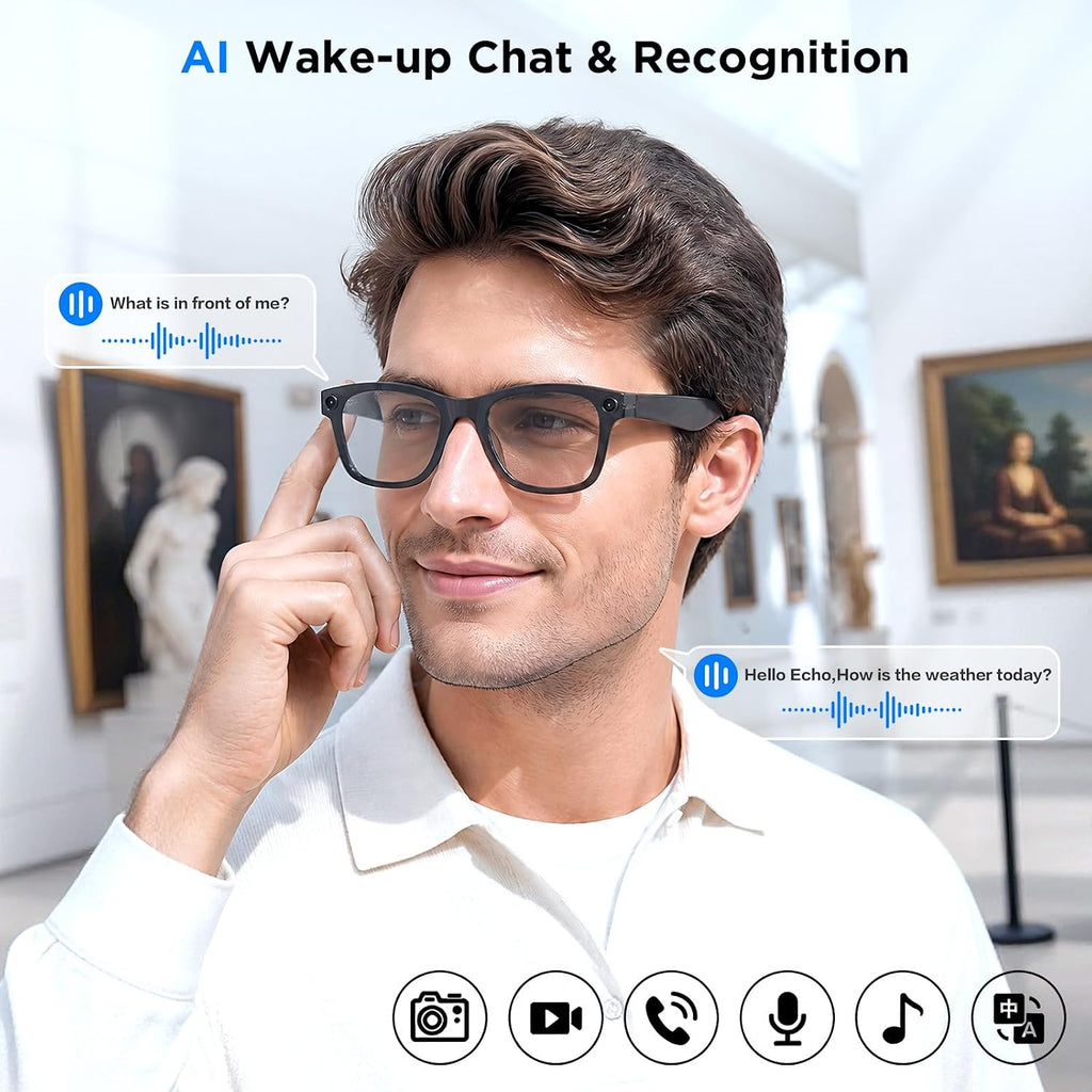 Smart Glasses with Camera, 13MP HD AI Recording Sunglasses for Men Women