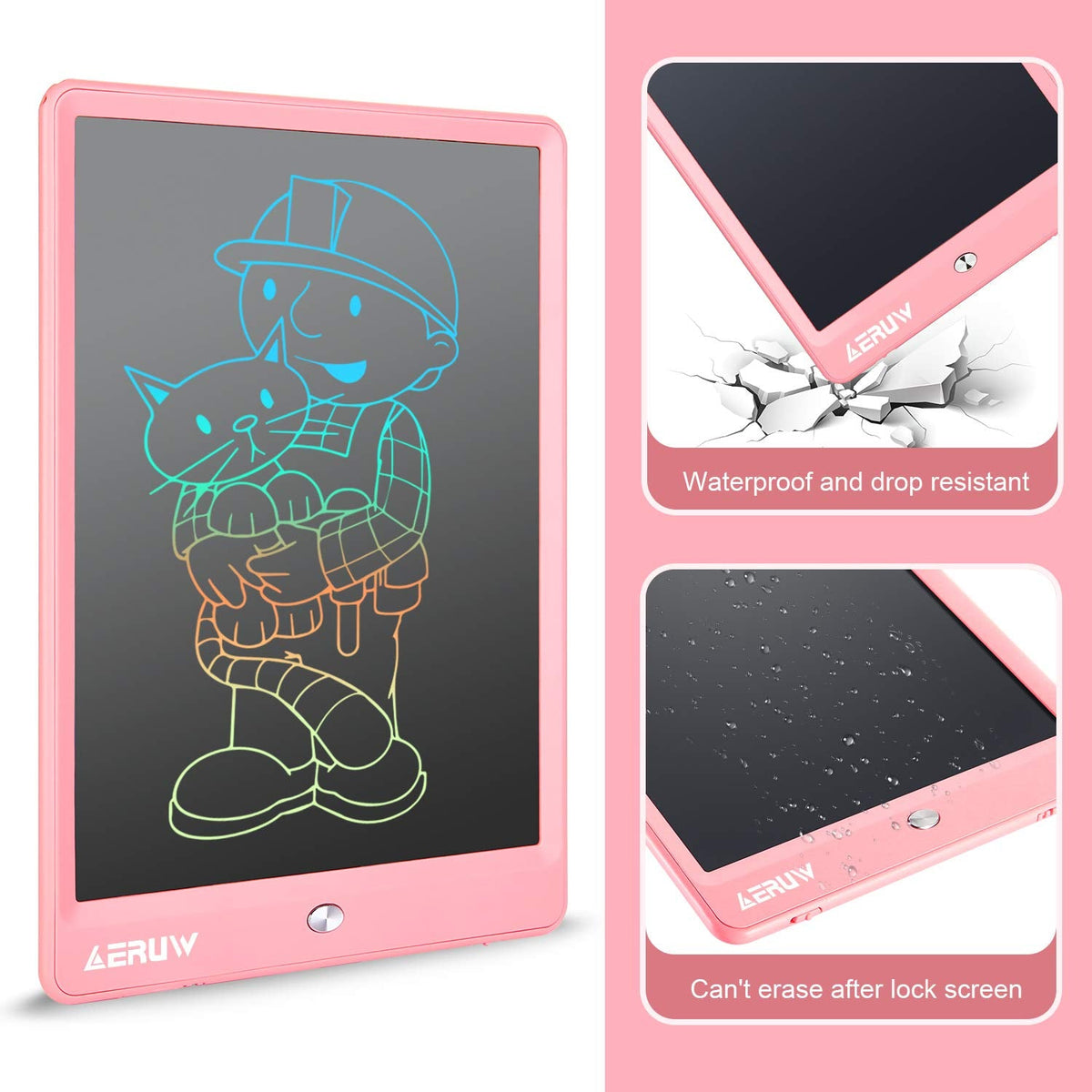LCD Writing Tablet Colorful 10 Inch Electronic Graphics Doodle Board eWriter Drawing Pad with Memory Lock Kids & Adults Home School Office Handwriting Tablet Gifts(Blue)