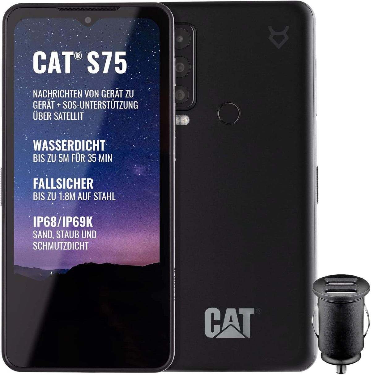 Cat S75 Smartphone Model EU/UK Model BM1S1B w/Satellite Connection Dual SIM Factory Unlocked International Version - Black