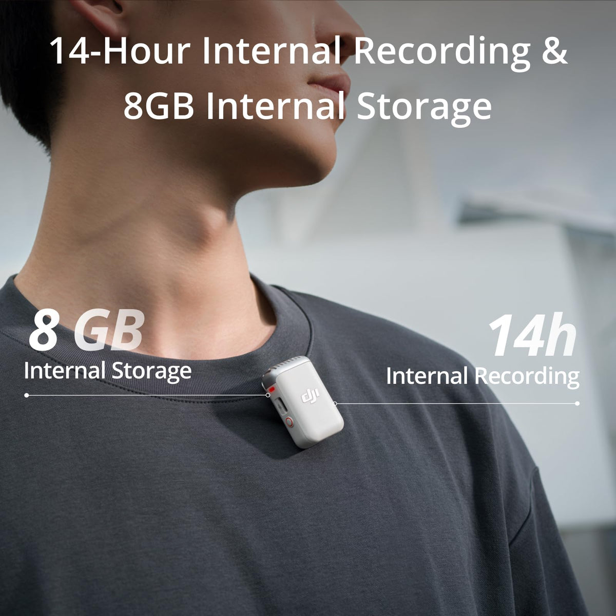 DJI Mic 2 (1 TX + 1 RX), Wireless Mic with Intelligent Noise Cancelling