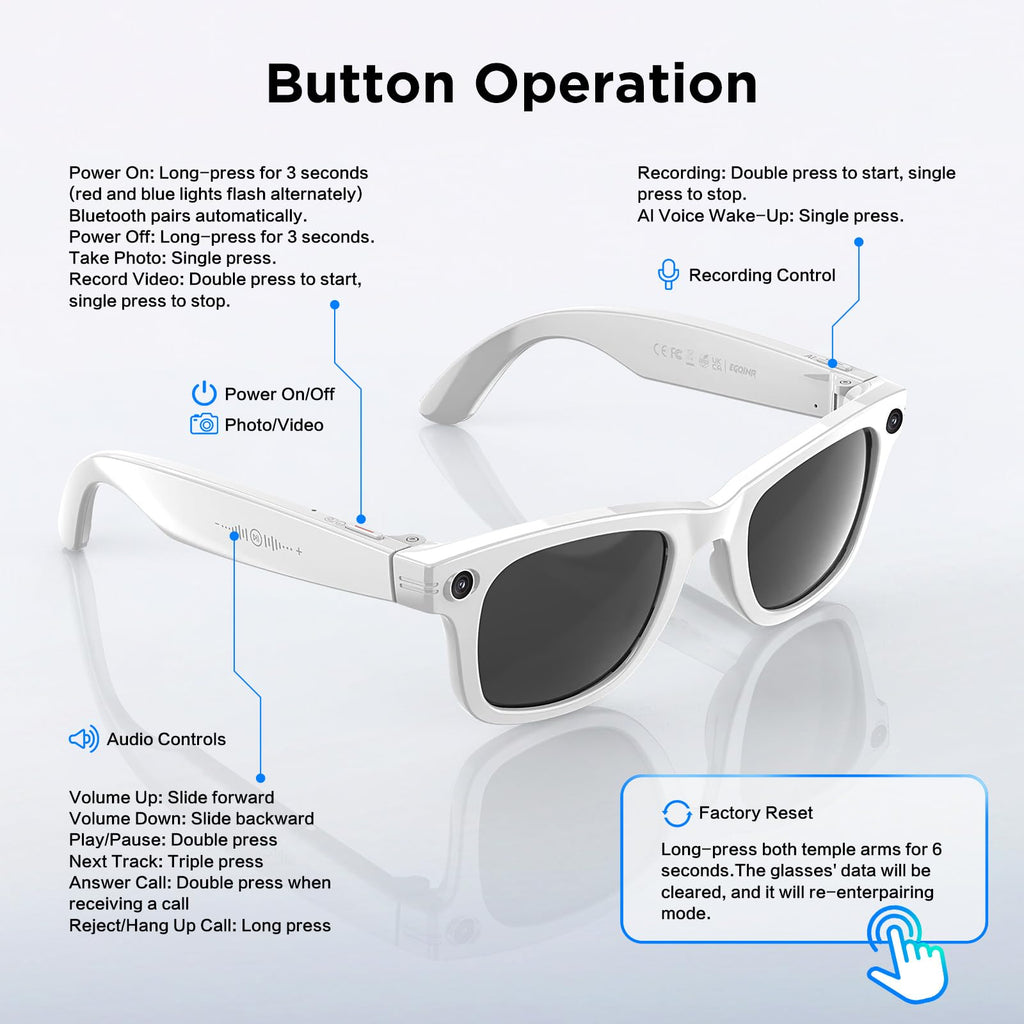 Smart Glasses with Camera, 13MP HD AI Recording Sunglasses for Men Women