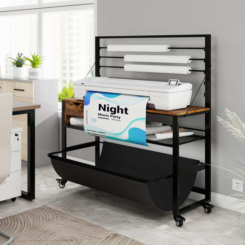 Natwind Wide Format Printer Stand, Plotter Workbench Table,Black