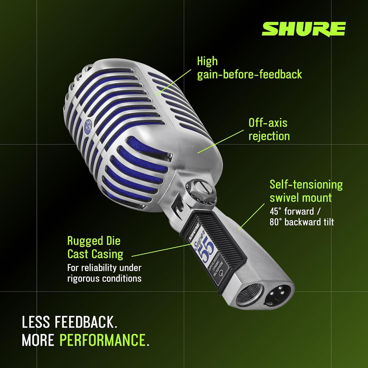 Shure Super 55 Deluxe Supercardioid Dynamic Vocal Microphone