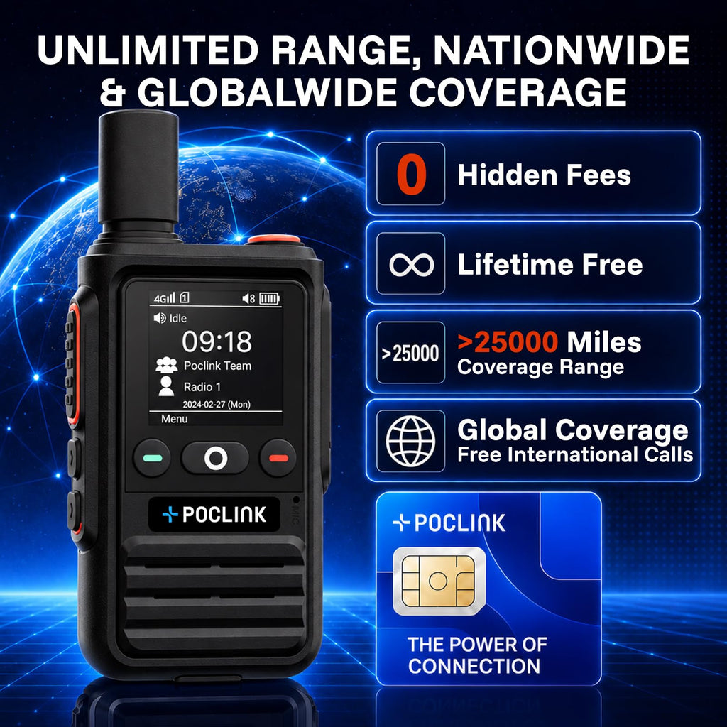 Lifetime Free Radios Walkie Talkies Long Range 4G LTE POC Two Way Radios