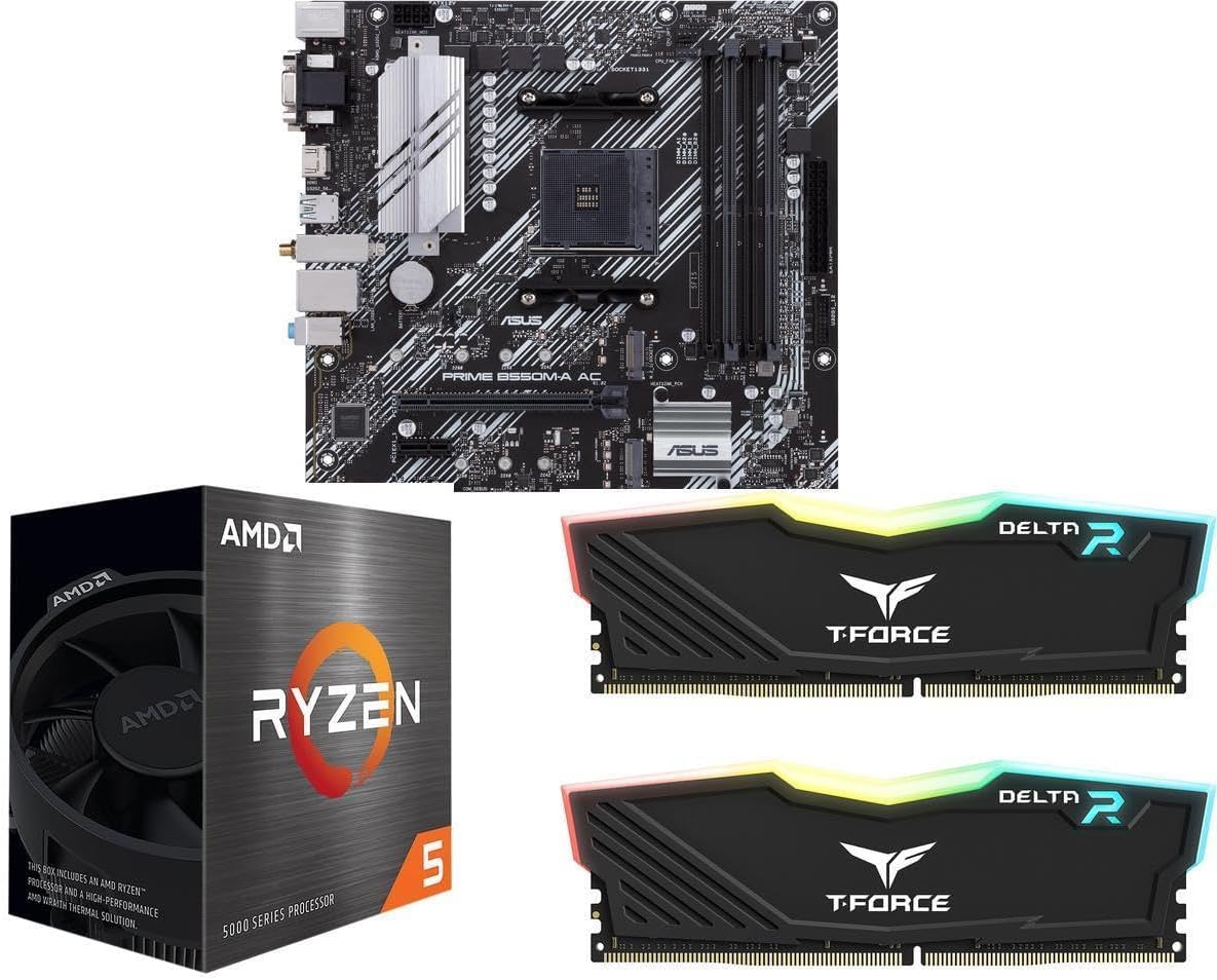 NEWEGG Motherboard CPU Memory Combo -B550M-A Motherboard Bundle with Ryzen 5 5500 6-Core 3.6GHz CPU and 16GB (2 x 8GB) 288-Pin PC RAM DDR4 3200 Desktop Memory
